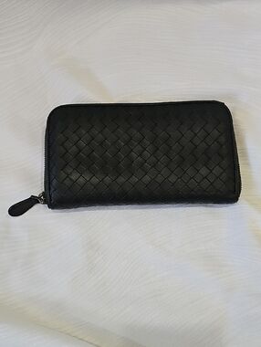 Bottega Veneta Black Woven Leather Wallet